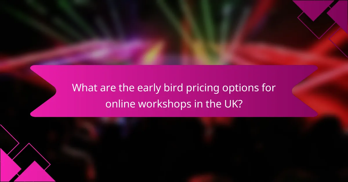 What are the early bird pricing options for online workshops in the UK?