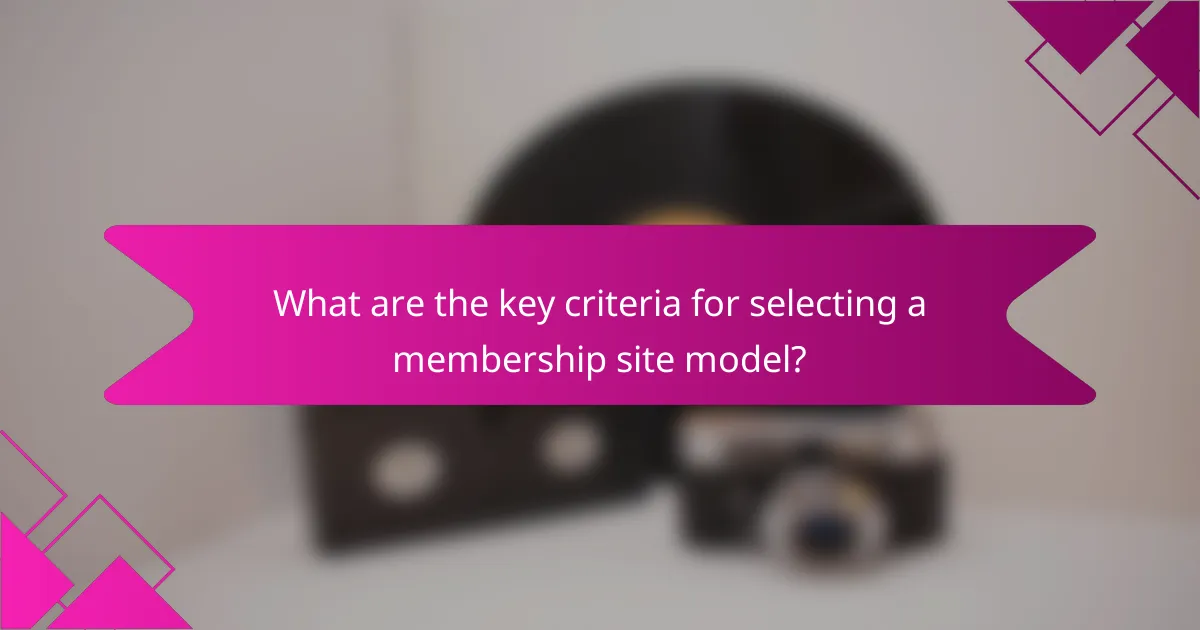 What are the key criteria for selecting a membership site model?
